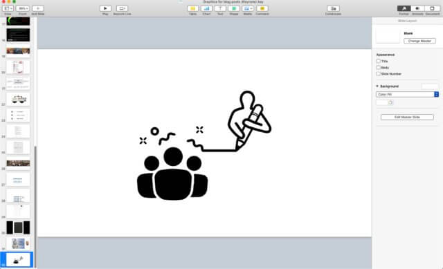 free easy ways to create graphics: a screenshot of using Keynote with icons from the Noun Project to create a graphic