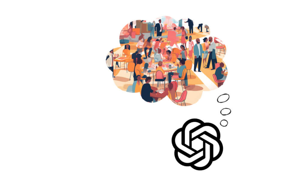 illustration of the OpenAI logo dreaming up a fake event