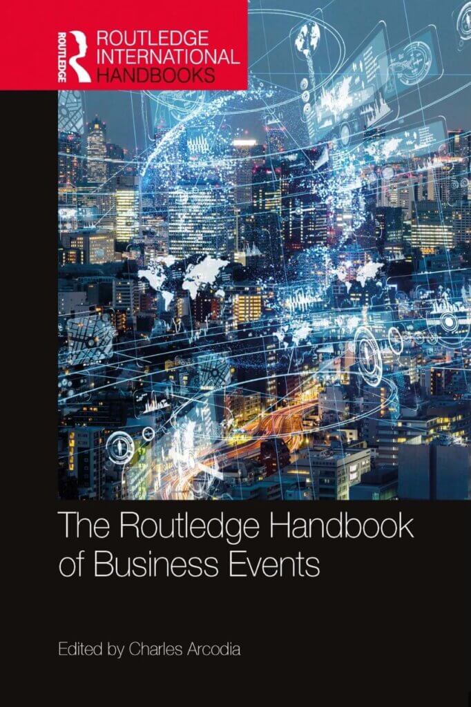 Image of the front cover of The Routledge Handbook of Business Events. This book, published in 2023, includes a case study of Adrian Segar's work. 