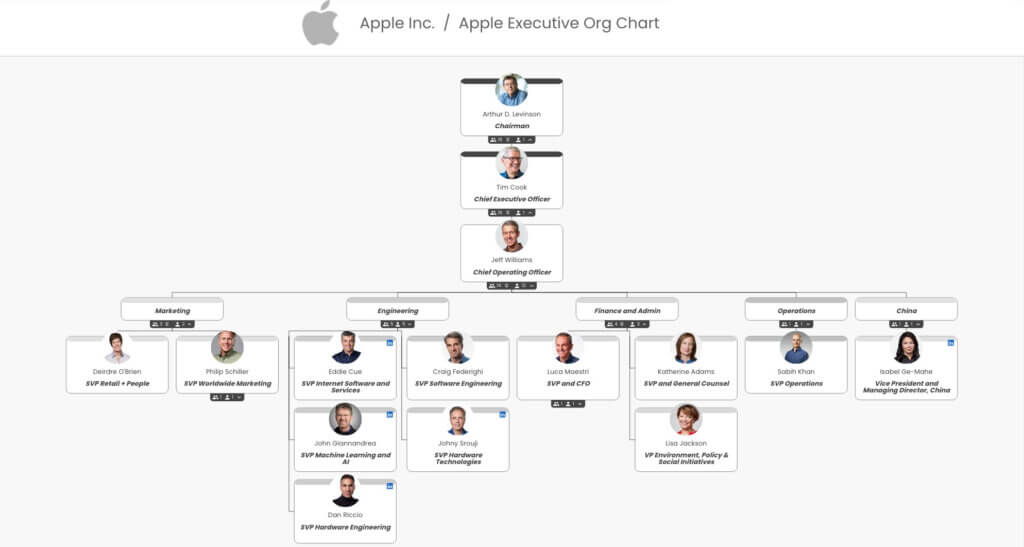 human spectrograms: Apple Executive Organization Chart courtesy of organimi.com